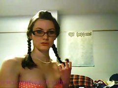 Amateur College Girl Wearing Glasses Showing Tits