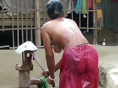 India Open Air Shower Of Sexy Village Bhabhi